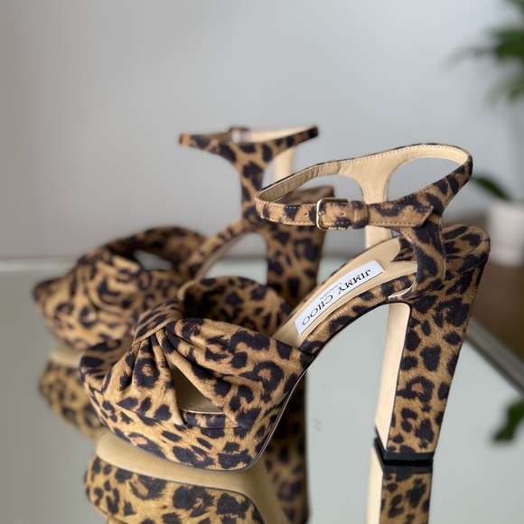 New JIMMY CHOO Heloise 120 Suede Sandal Leopard 39 $995 - Picture 6 of 10